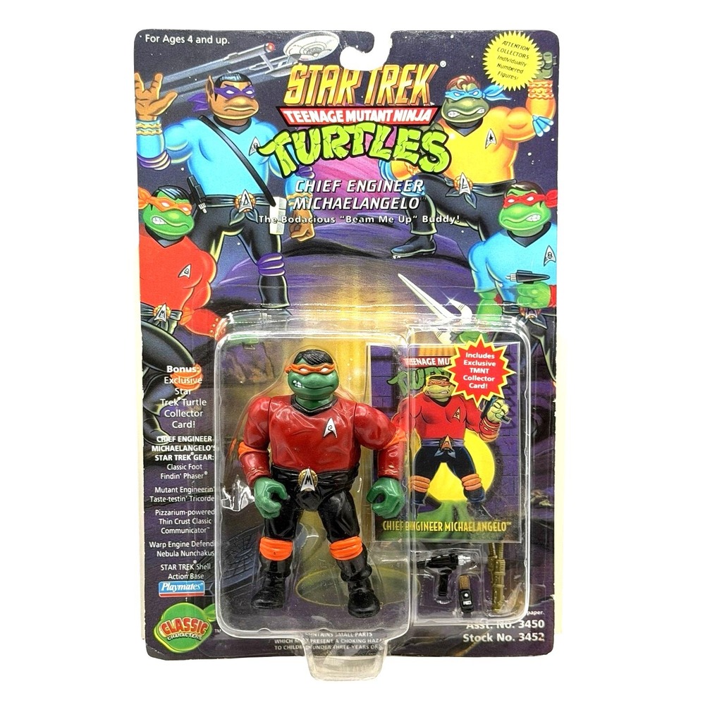 1994 Playmates Star Trek x TMNT Chief Engineer Michaelangelo Sealed MOC #3452